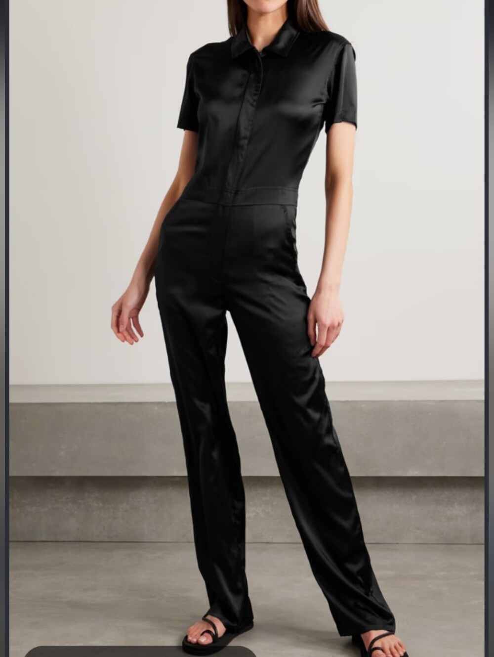 Almina Concept Black Short Sleeve Button Front Jumpsuit Size L NWT!